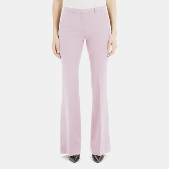 Theory Size 4 Demitria 2 Dusty Lilac Classic Suit Flare Pant Stretch Wool NWT - Picture 2 of 6